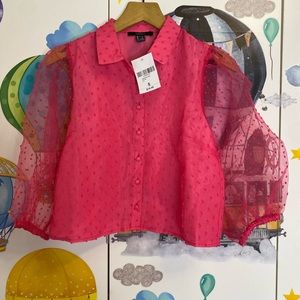 Forever 21 pink crop blouse NWT small